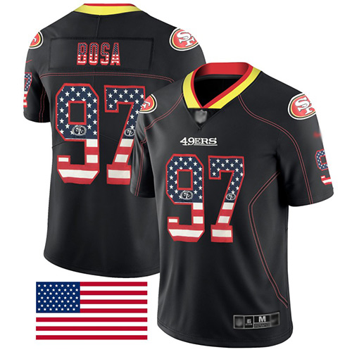 San Francisco 49ers Limited Black Men Nick Bosa NFL Jersey #97 Rush USA Flag